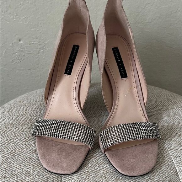 Charles & Keith Shoes - Charles & Keith Satin Crystal-embellished Stiletto-heel Sandels in Mauve in 37